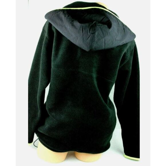 NWT Victoria's Secret Pink Quarter Zip Fleece Black Lime Pullover - Picture 2 of 4